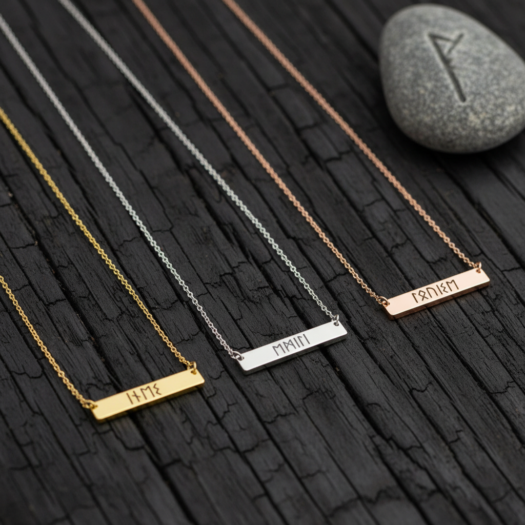 Personalized Viking Runes Plate Necklace for Women