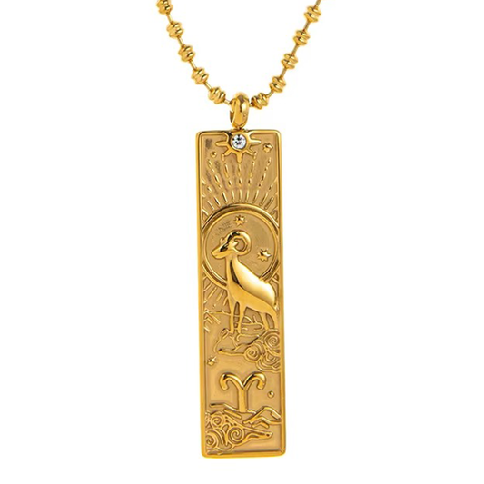 Collier Signe Astrologique Pendentif Rectangulaire