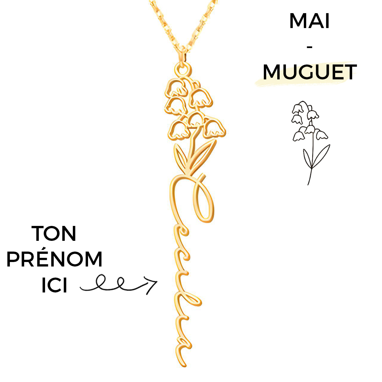 Collar Flor de Nacimiento Personalizado
