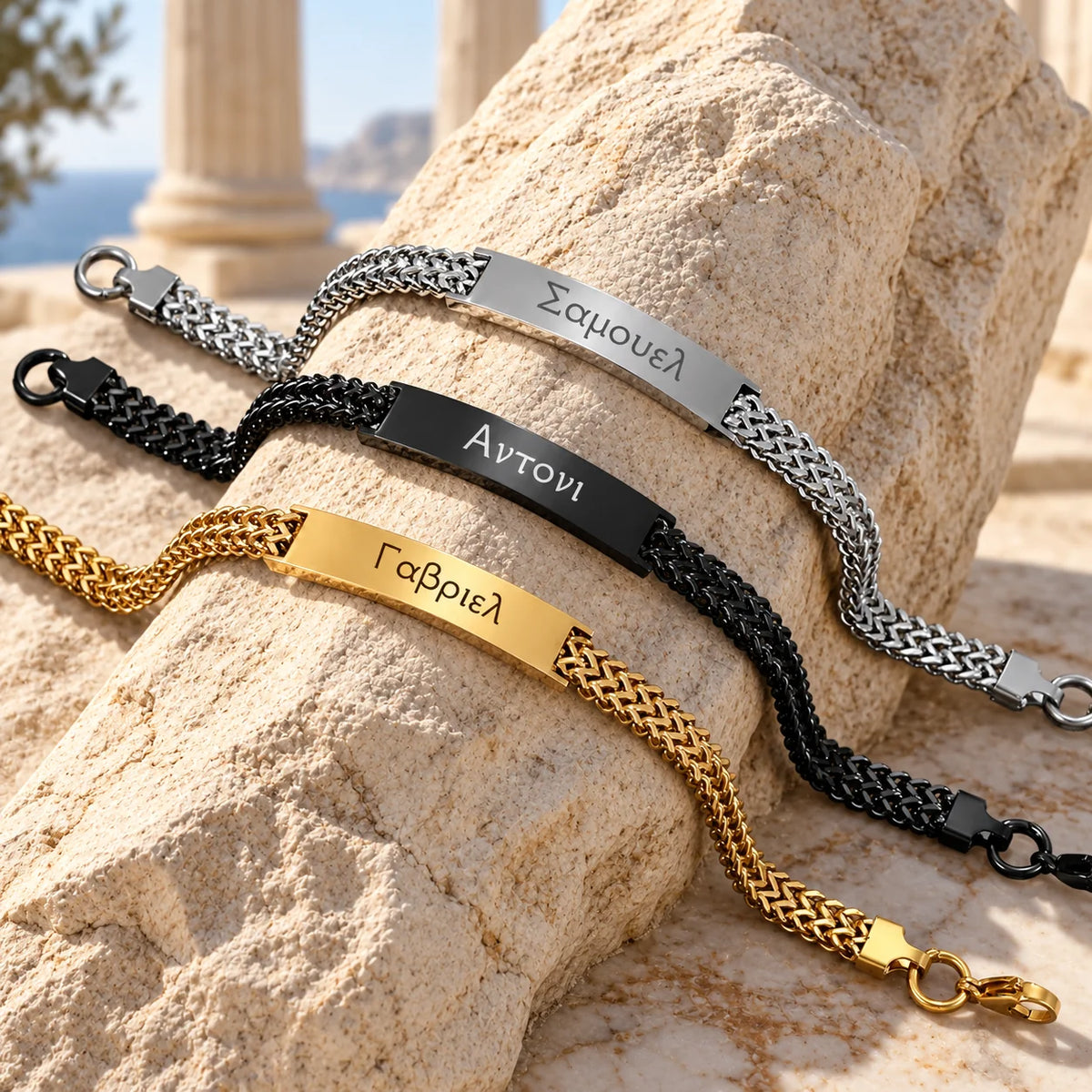Bracelet Gourmette Grec Homme