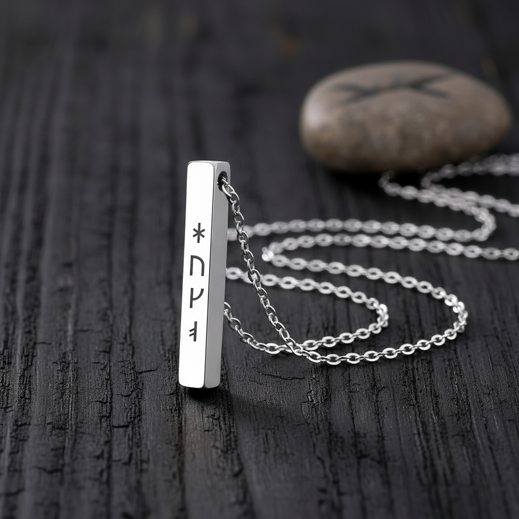 Collar de Barra con Runas Vikingas Grabadas para Mujer