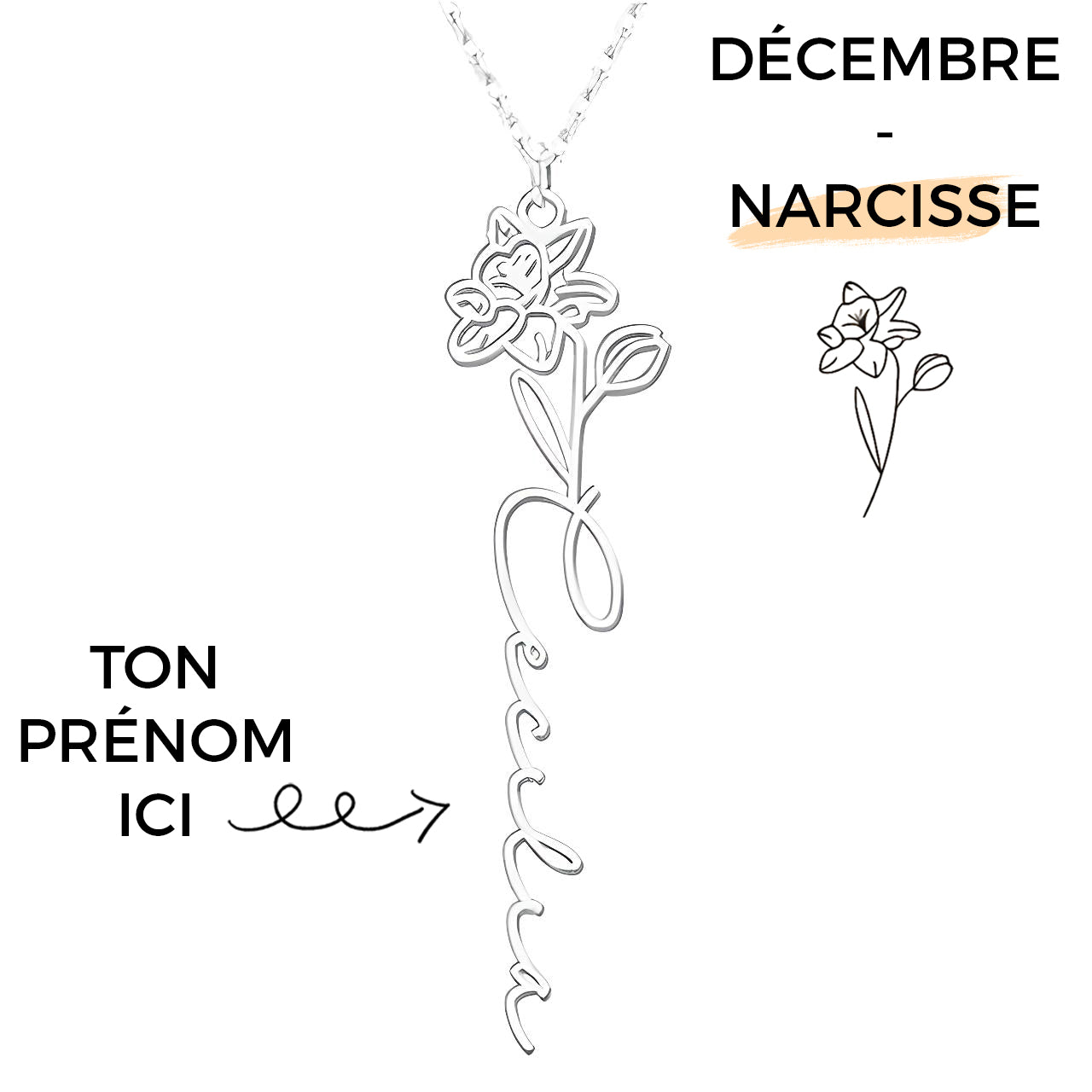 Collar Flor de Nacimiento Personalizado