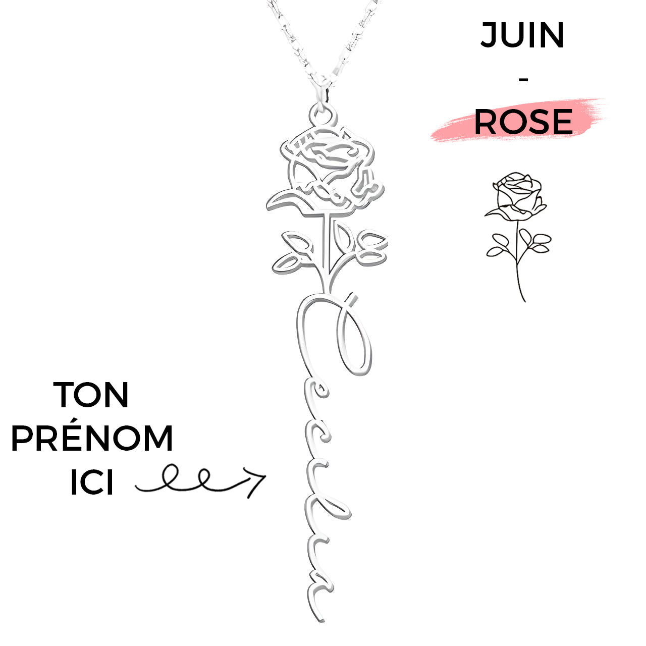Collar Flor de Nacimiento Personalizado