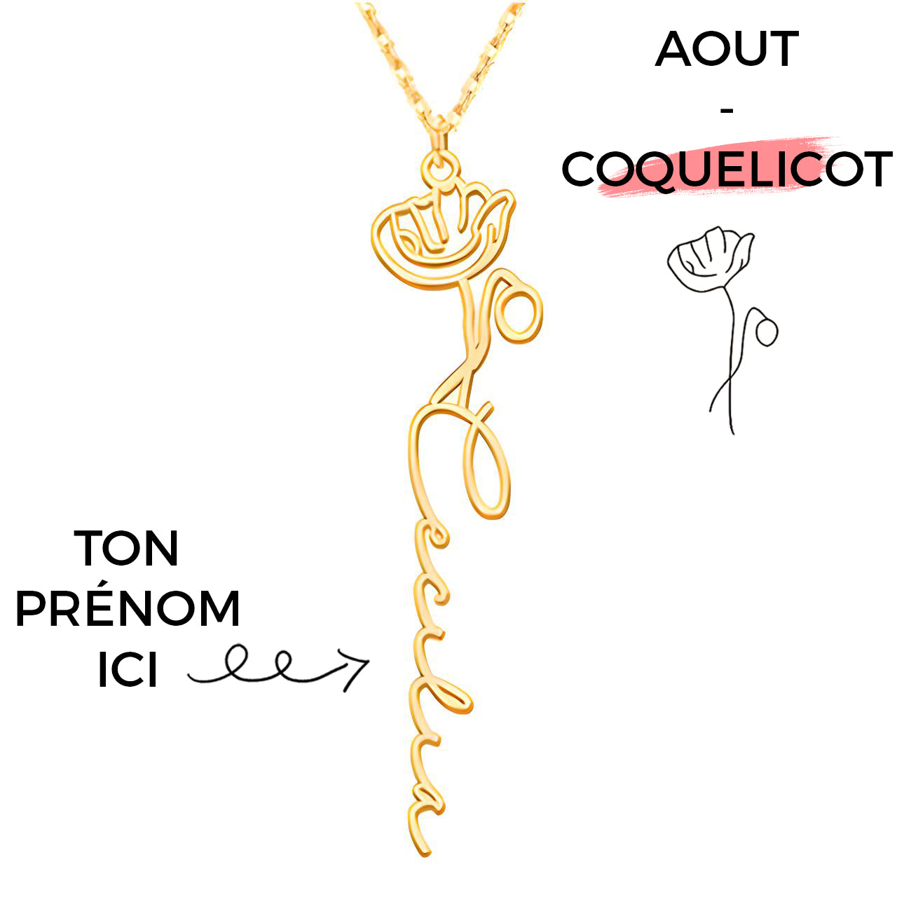 Collar Flor de Nacimiento Personalizado