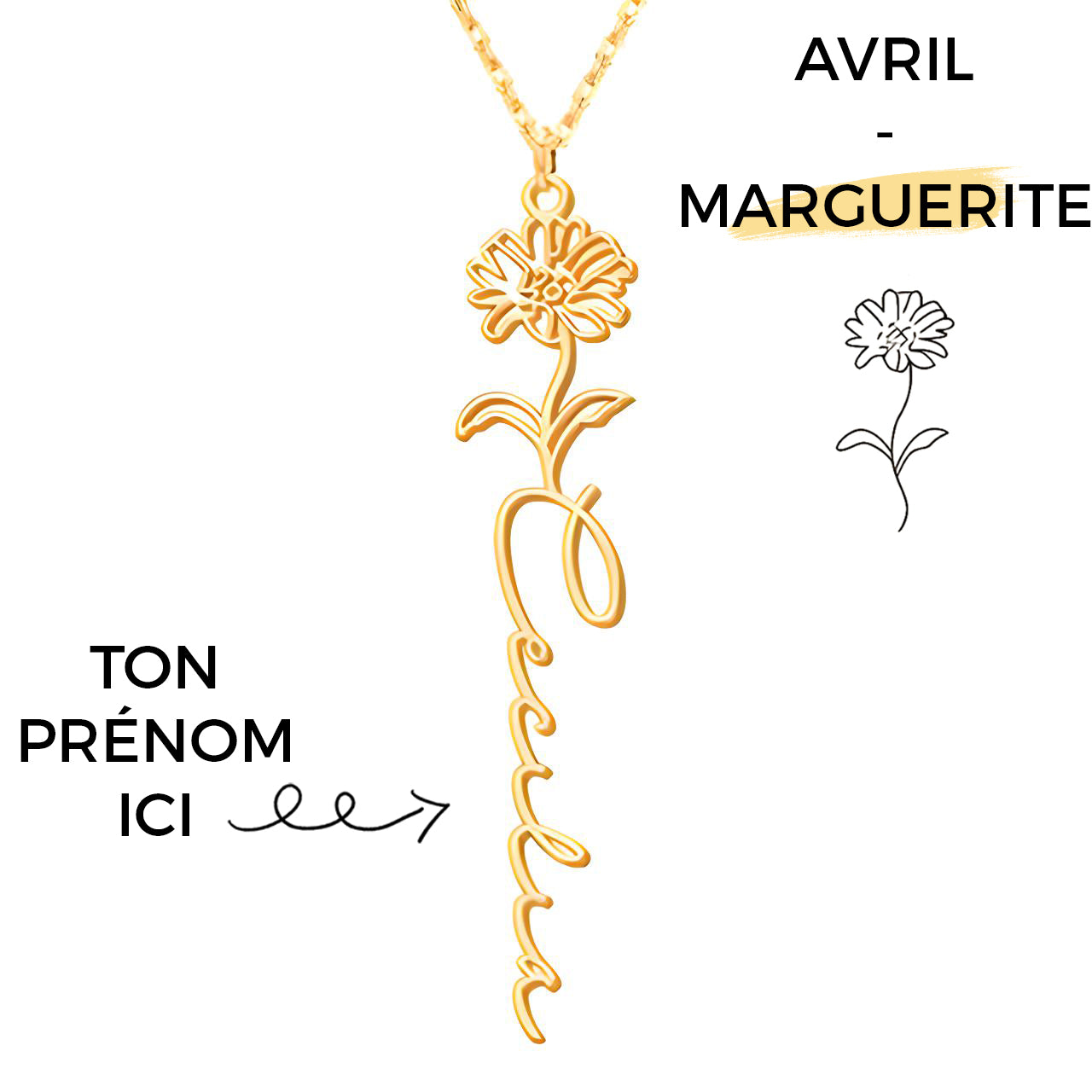 Collar Flor de Nacimiento Personalizado