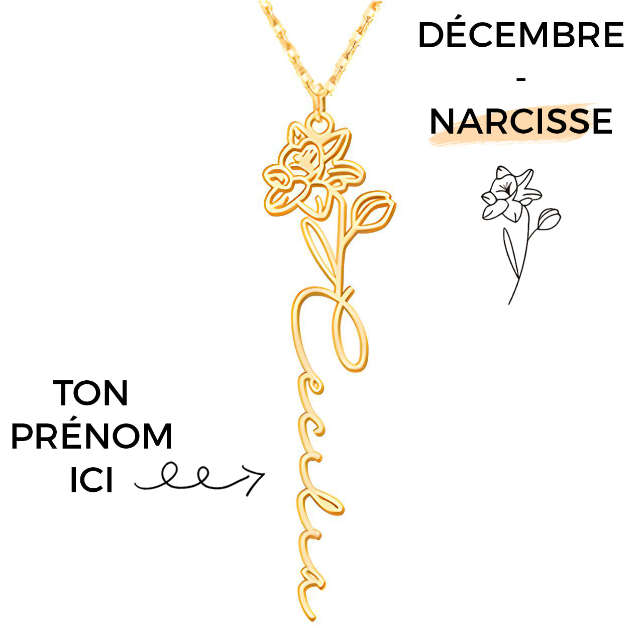 Collar Flor de Nacimiento Personalizado