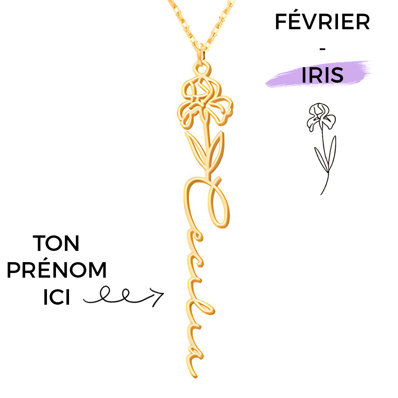 Collar Flor de Nacimiento Personalizado
