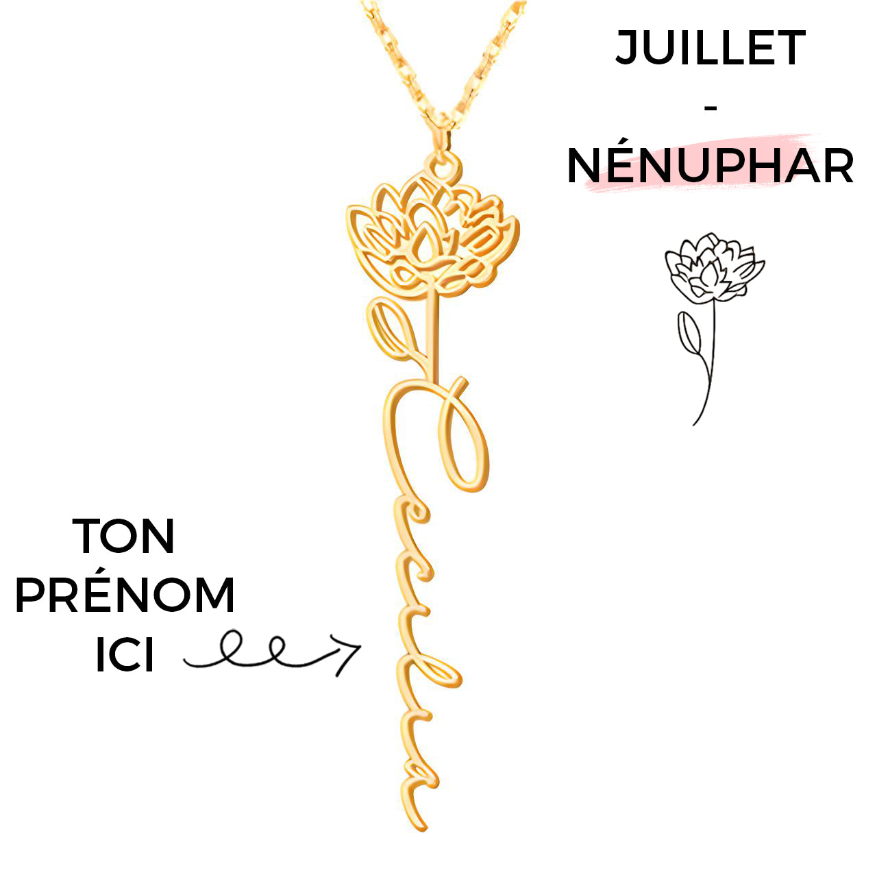 Collar Flor de Nacimiento Personalizado