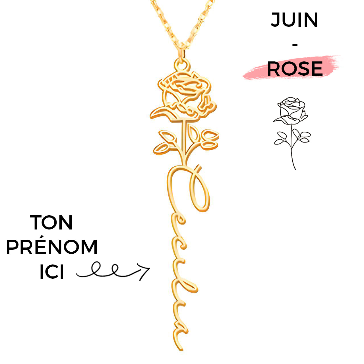 Collar Flor de Nacimiento Personalizado