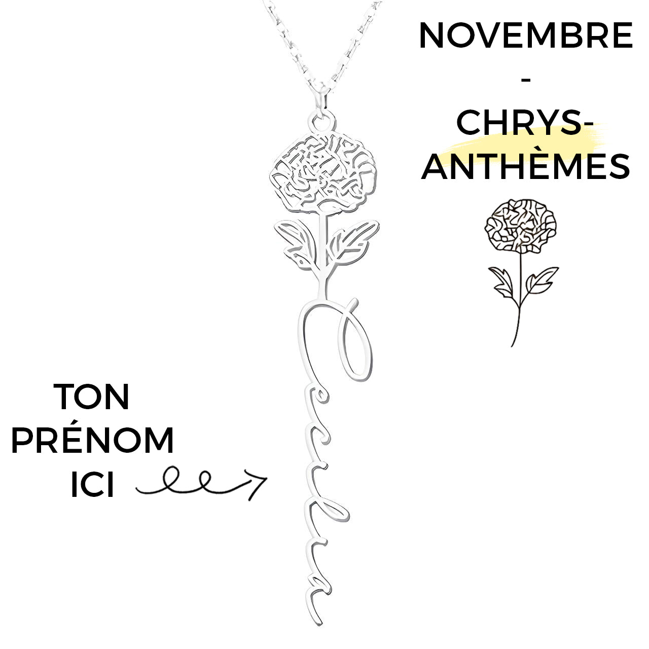 Collar Flor de Nacimiento Personalizado
