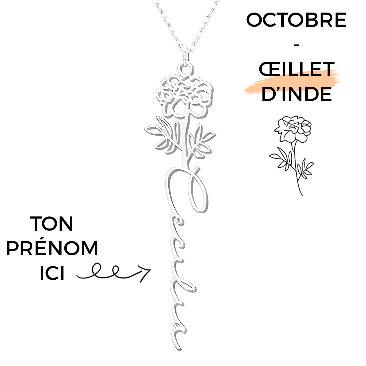Collar Flor de Nacimiento Personalizado
