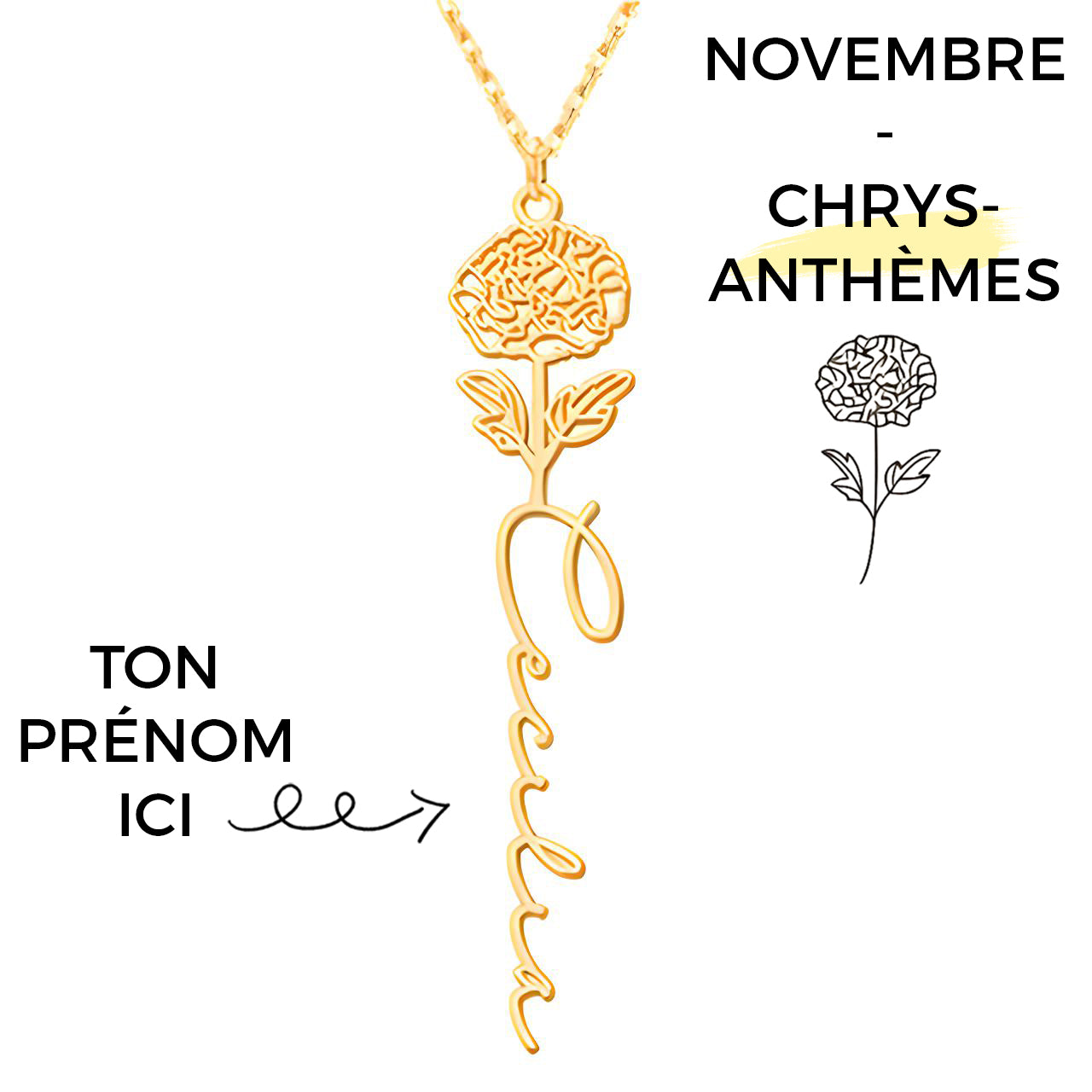 Collar Flor de Nacimiento Personalizado