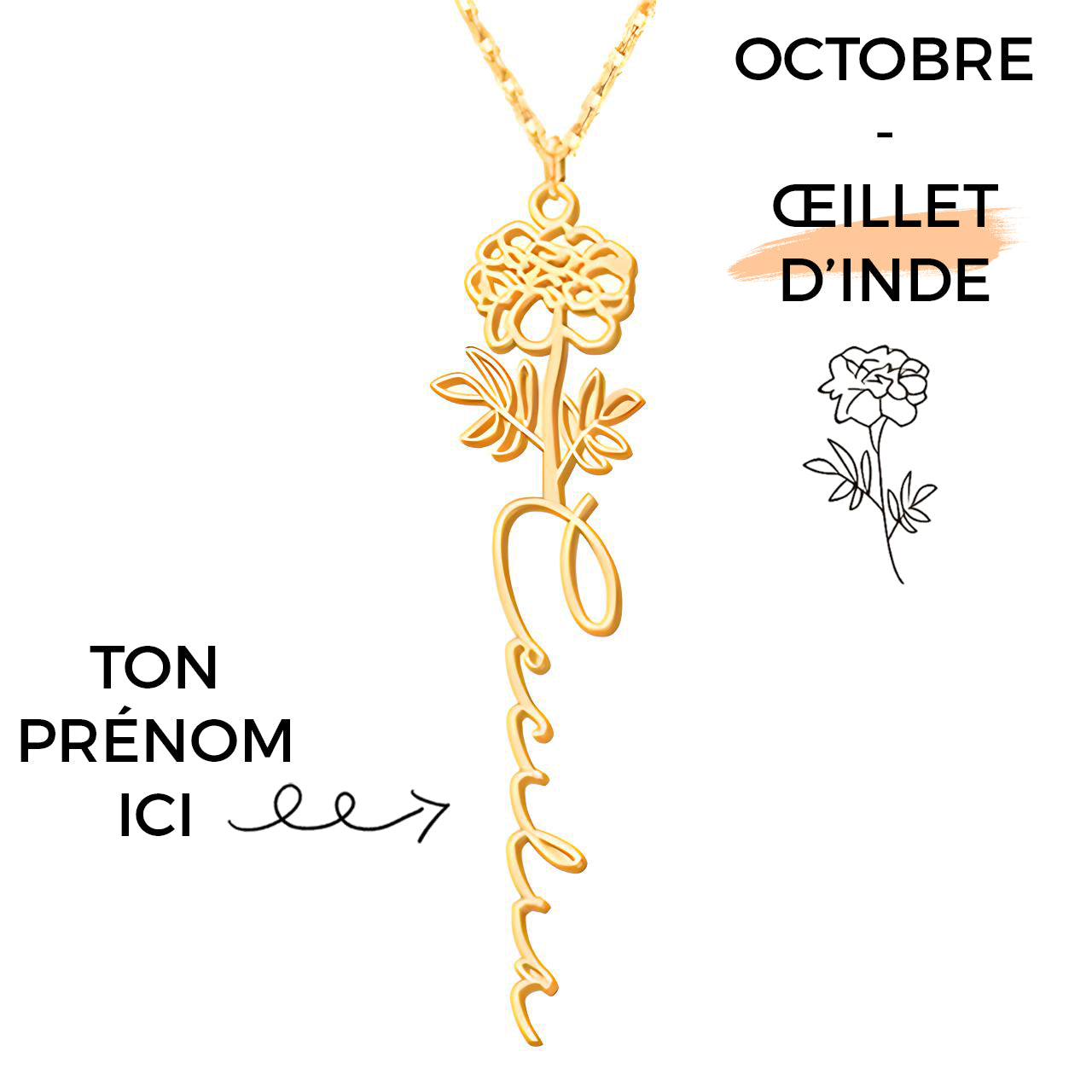 Collar Flor de Nacimiento Personalizado