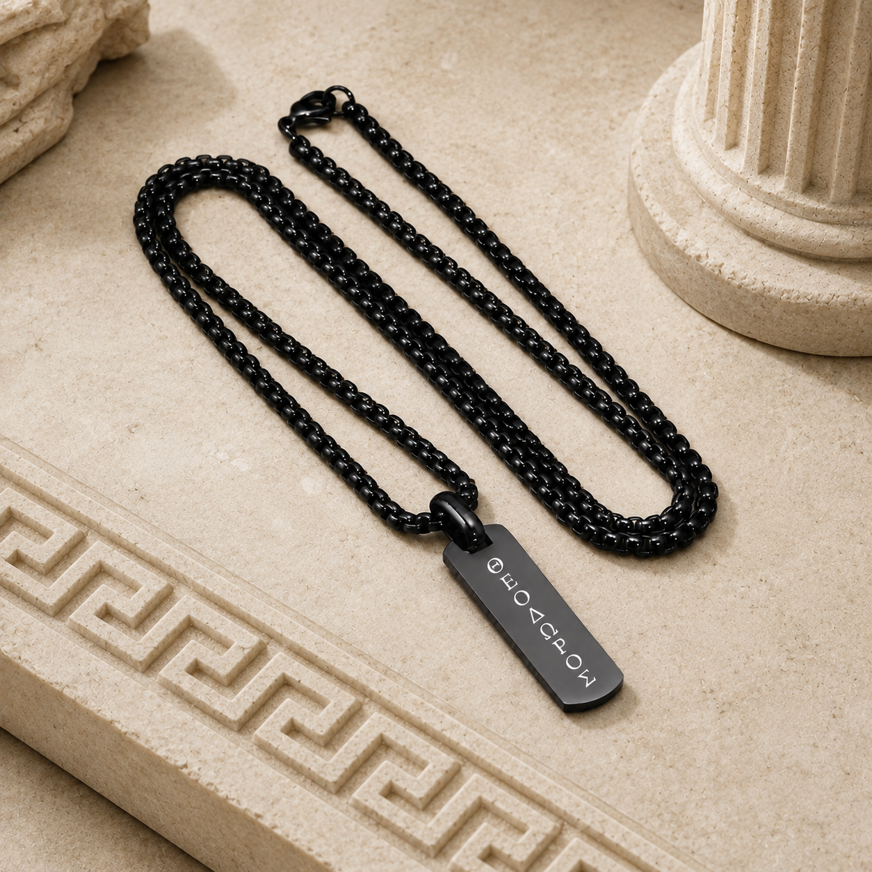 Collier Grec Ancien Gravé Homme